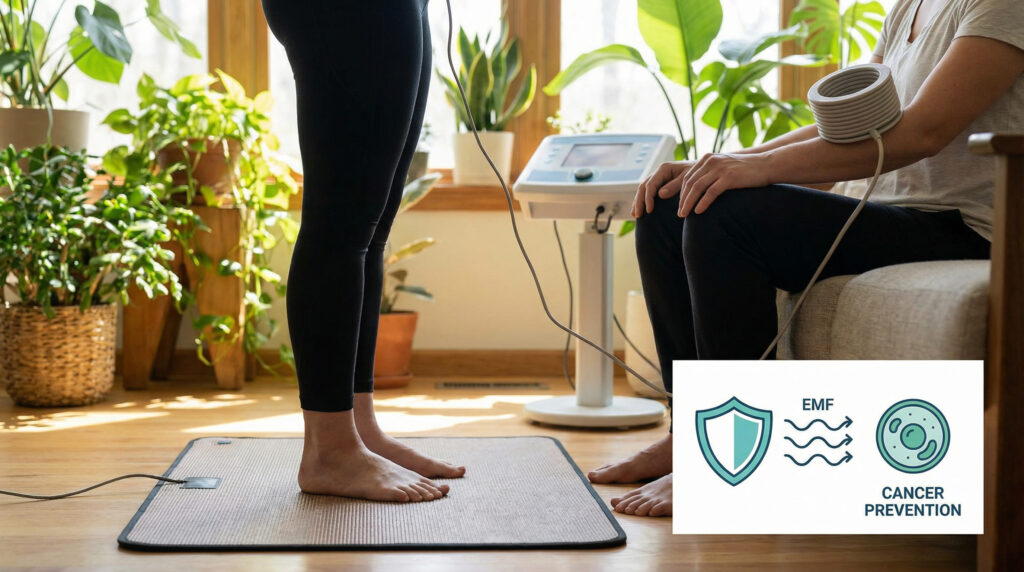 Grounding and PEMF for EMF Protection for cancer prevention